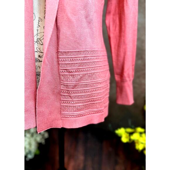 Lety & Me Gabby Pointelle Detailed Cardigan - Coral - size S - Picture 5 of 10
